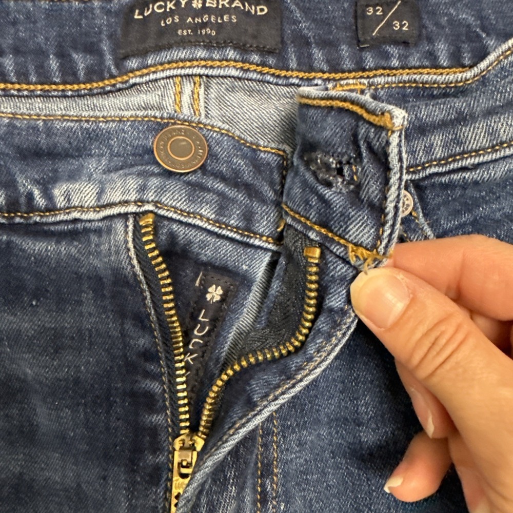 Lucky Brand Jeans 121 Men 32x32 Blue Slim Straight‎ Fit Cotton Blend Light Wash - Picture 7 of 13
